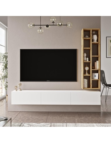 lv9-wk - composition murale luvio blanc 2 modules 174*27*145