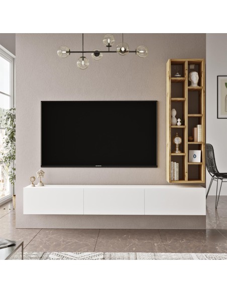 lv9-wk - composition murale luvio blanc 2 modules 174*27*145