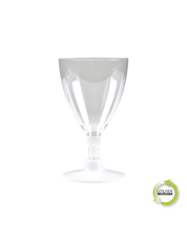 set de 6 verres a pied en plastique reutilisable 18cl blanc