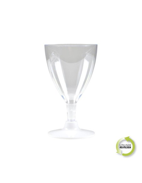 set de 6 verres a pied en plastique reutilisable 18cl blanc