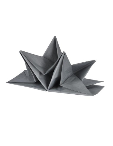 6sej761gr-set de 12 serviettes pre pliees en papier 3 plis 40*60cm gris