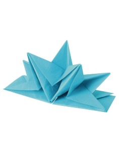 6sej761br - set de 12 serviettes pre pliees en papier 3 plis 40*60cm bleu