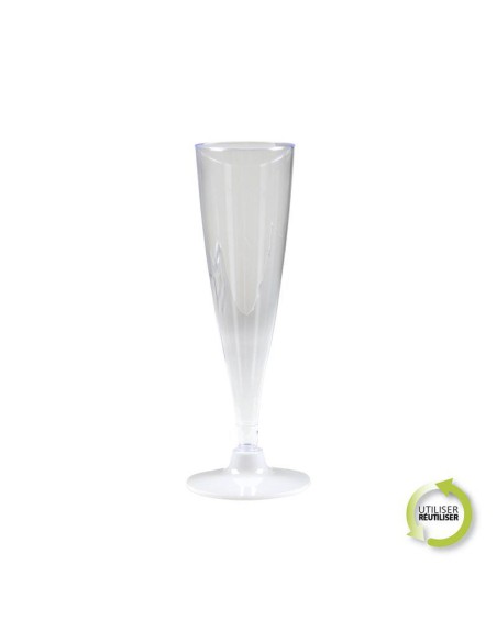 set de 6 flutes a champagne en plastique reutilisable 14cl blanc