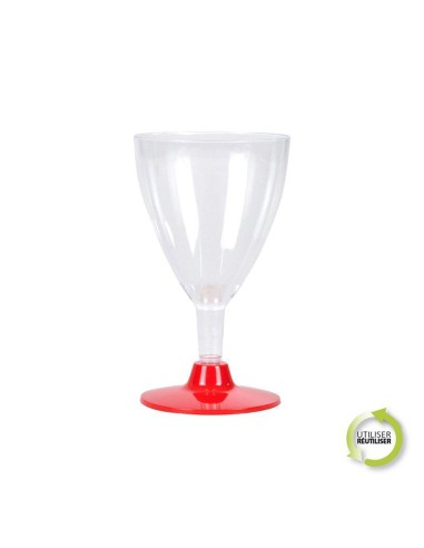set de 6 verres a pied en plastique reutilisable 18cl rouge