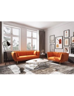 canape astoria 2places/pieds noirs - 150x83x83cm - beige  bouclette