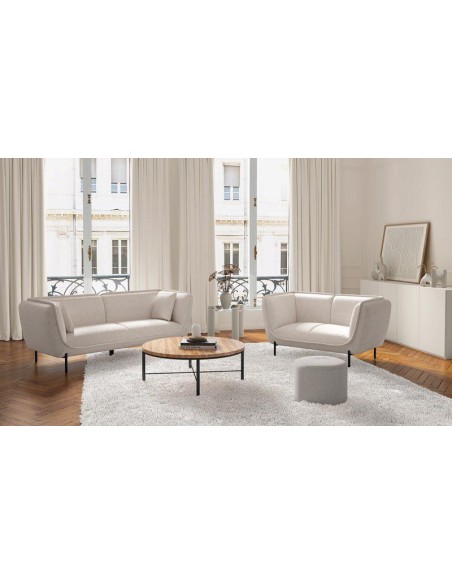 canape astoria 4places/pieds noirs - 220x83x83cm - beige bouclette