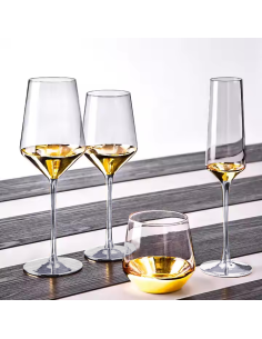 602429 -  verres é vin rouge série plomb / base or -