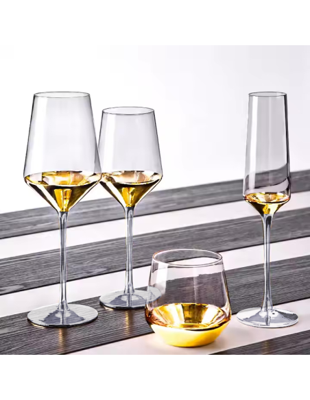 602429 -  verres é vin rouge série plomb / base or -