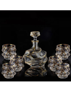 602085 -  1 carafe é cognac + 6 verres design  -