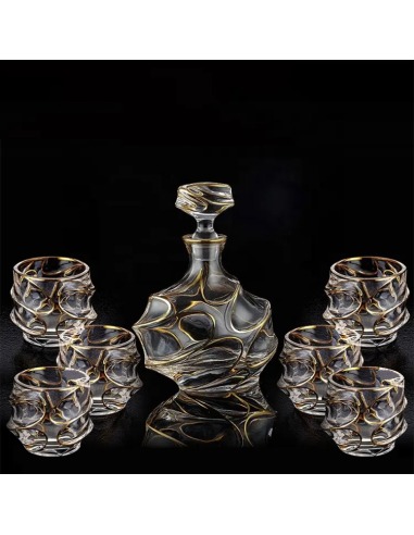 602085 -  1 carafe é cognac + 6 verres design  -