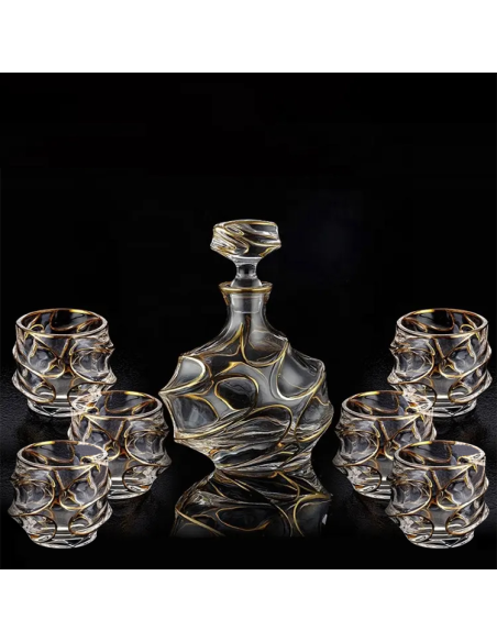 602085 -  1 carafe é cognac + 6 verres design  -