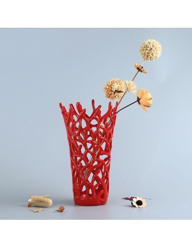 h2000-854 vase rouge/blanc 23.5*23.5*41 cm