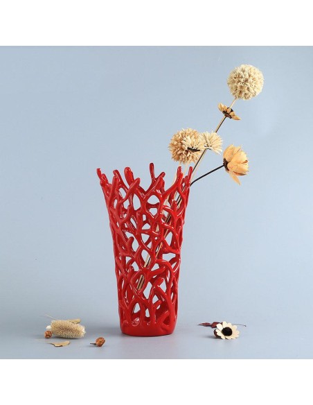 h2000-854 vase rouge/blanc 23.5*23.5*41 cm