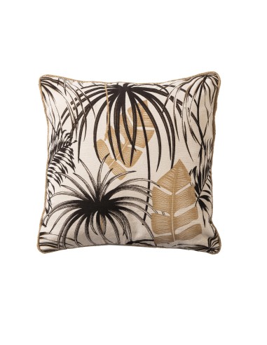 coussin belize 40x40 - noir beige piping jute