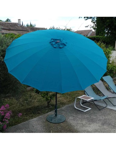 231017 - parasol rond 2,50m inclinable - saégon bleu paon
