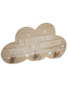 158582b - patere bois 3cro nuage etoiles