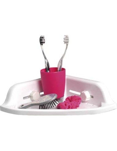 9702100 - etagere d'angle pp sur ventouses - blanc