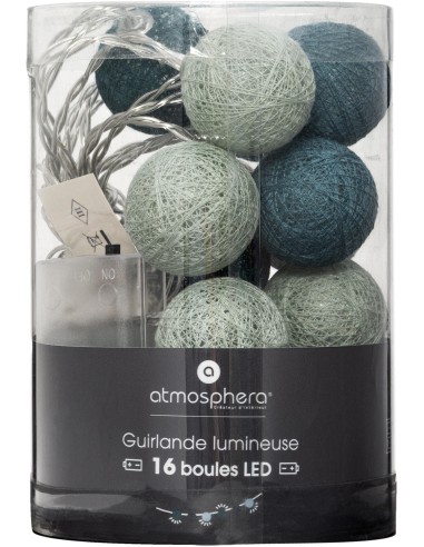 145102y-guirlande led pile 16 boules "palm" d.3,5
