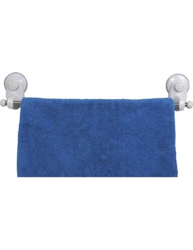 9706100 - porte serviettes abs/pvc 1 barre acier inoxydable sur ventouses - blan