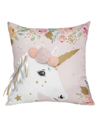 174203 - coussin carre licorne rubans