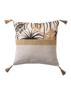 coussin belize 40x40 - noir beige jute