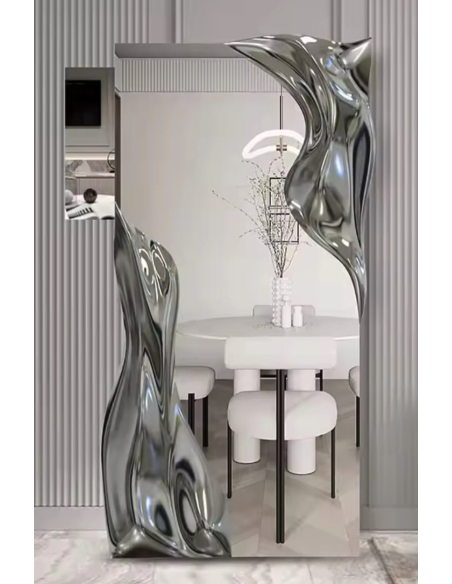 j28 miroir goutte d'eau 2 - couleur argent brillant  - 180*96*15 - frp, galvanop