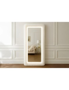 j31 miroir peluche  - couleur blanc - 178*78*7 - fourrure de renard simulée, mdf