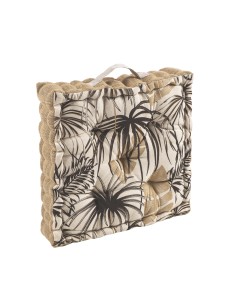 coussin de sol belize noir beige jute 45x45x10