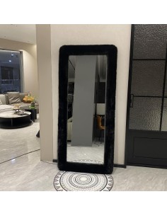 j31 miroir peluche  - couleur gris - 178*78*7 - fourrure de renard simulée, mdf,