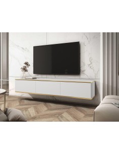 meuble tv oro 135 strié blanc