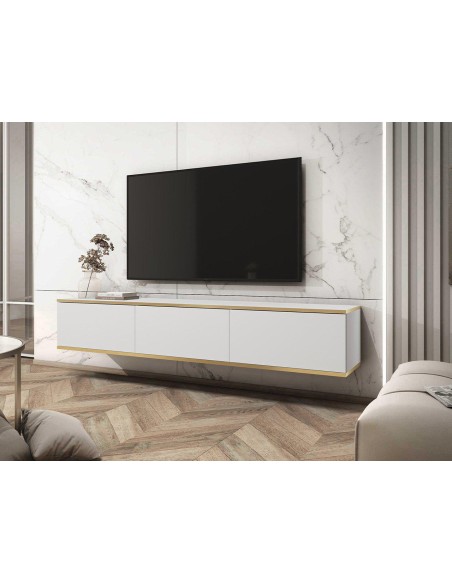 meuble tv oro 135 strié blanc