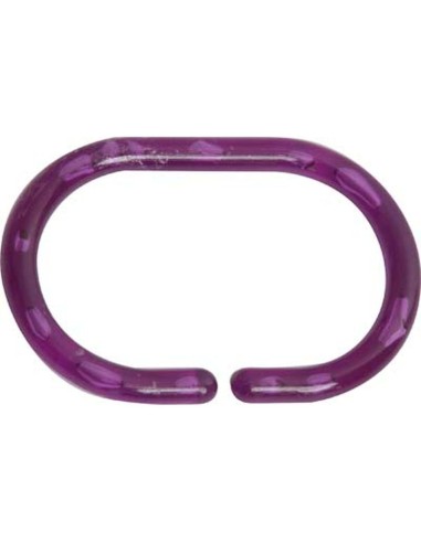 set de 12 anneaux de douche ps - aubergine translucide