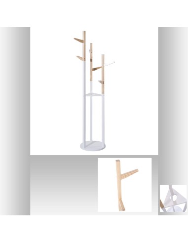 porte manteau bois et blc h135