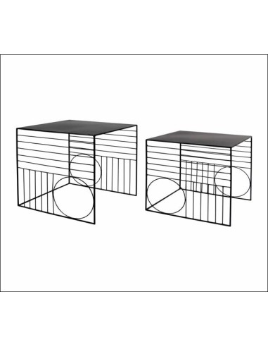 413954 - set de 2 tables gigognes metal noir