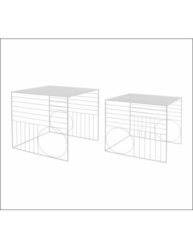 414012 - set de 2 tables gigognes metal blanc