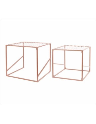 414326 - zoe set de 2 tables gigognes mt old rose  38x38x41cm 34x34x3