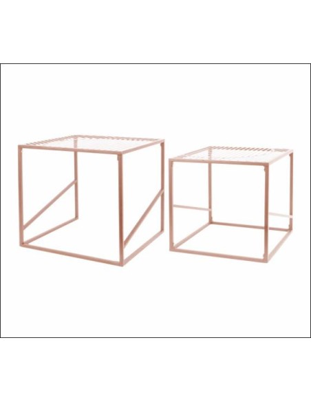 414326 - zoe set de 2 tables gigognes mt old rose  38x38x41cm 34x34x3