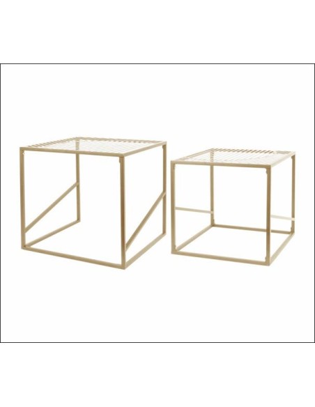 414357 - zoe set de 2 tables gigognes metal ivoire  38x38x41cm 34x34x