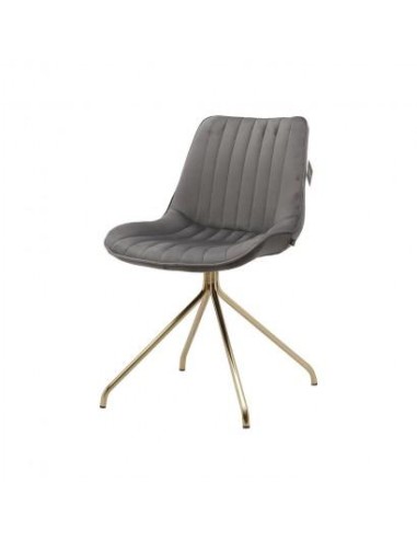 449120 - chaise kylie velours gris pied dore 59,5 x 51 x h83cm