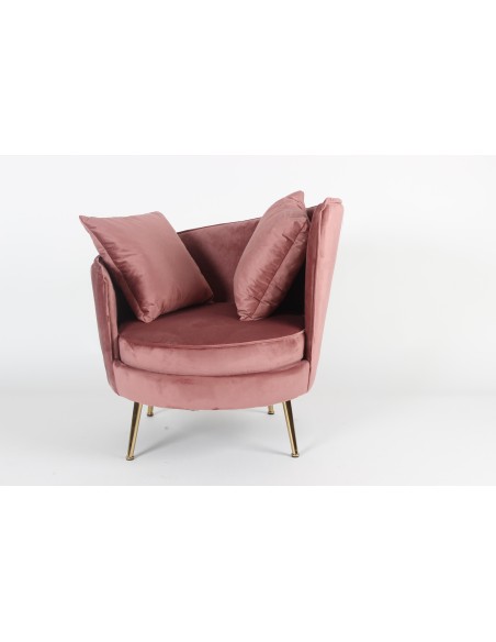 449403-fauteuil hestia en velours rose pieds metal dore  84x87xh85cm