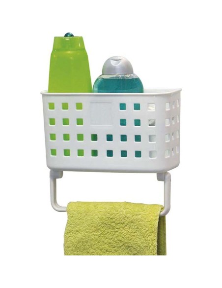 9710100 - panier pp + porte serviettes sur ventouses - blanc