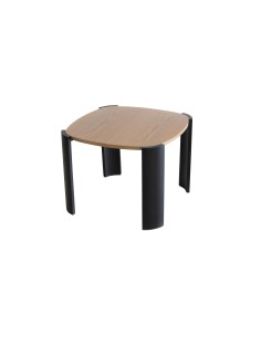 table appoint laura - carree -  plateau bois & pieds noirs 60x60x45cm