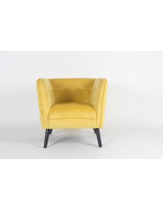 448611-fauteuil linda velours jaune 72x77,5xh75,5cm pieds nat
