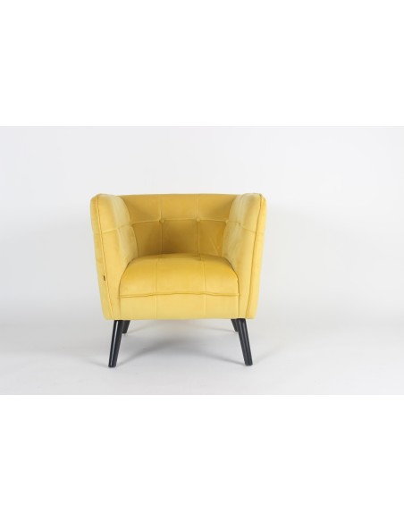 448611-fauteuil linda velours jaune 72x77,5xh75,5cm pieds nat