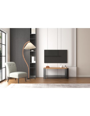 meuble tv laura - plateau bois & pieds noirs 120x60x50cm