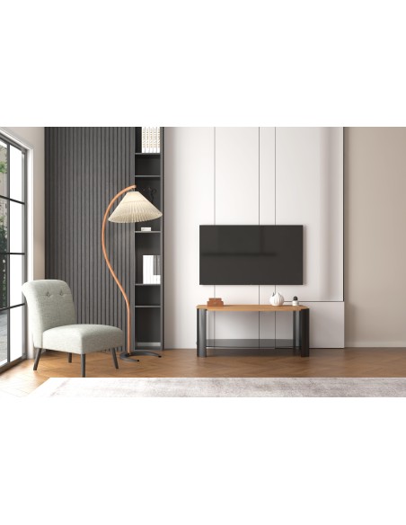 meuble tv laura - plateau bois & pieds noirs 120x60x50cm