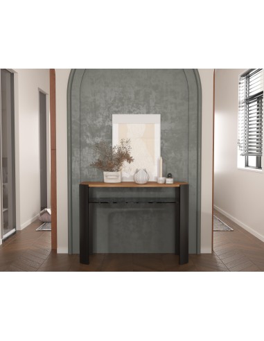console laura -  plateau bois & pieds noirs 110x40x80cm