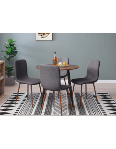 table ronde lewis -120 cm -placage noyer & pieds metal noirs/120x75cm