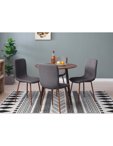 table ronde lewis -120 cm -placage noyer & pieds metal noirs/120x75cm