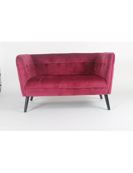 448291-canape 2pl linda velours bordeaux 72x128,5xh75,5cm